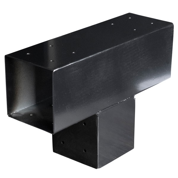 Gegalvaniseerd verbindingsstuk 3-weg T-model voor vierkante palen 150x150mm zwart gepoedercoat, incl. bevestigingsset