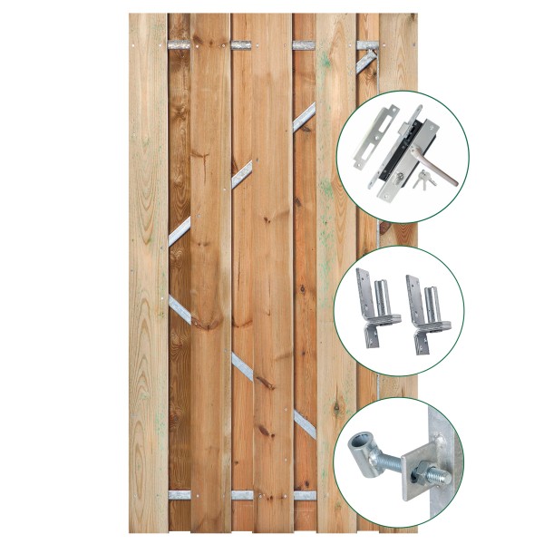 Tuindeur Solide grenen groen geïmpregneerd, 9-planks 1800x900mm