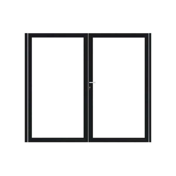 Dubbele stalen poort, zwart gepoedercoat, fijnstructuur, incl. hang- en sluitwerk (t.b.v. profielen 21mm dik)