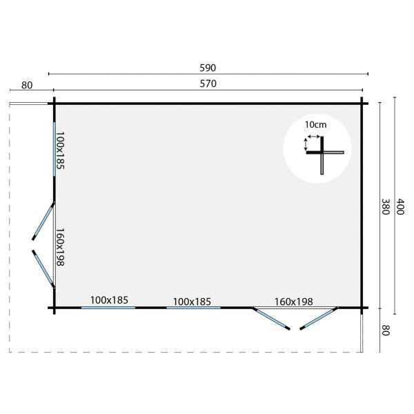 Blokhut - Tuinhuis Hildegard | 44 mm | vuren onbehandeld 2 Blokhut - Tuinhuis Hildegard | 44 mm | vuren onbehandeld - Afbeelding 2