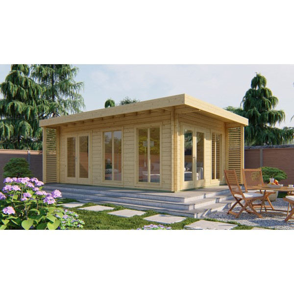 Blokhut - Tuinhuis Hildegard | 44 mm | vuren onbehandeld 1 Blokhut - Tuinhuis Hildegard | 44 mm | vuren onbehandeld
