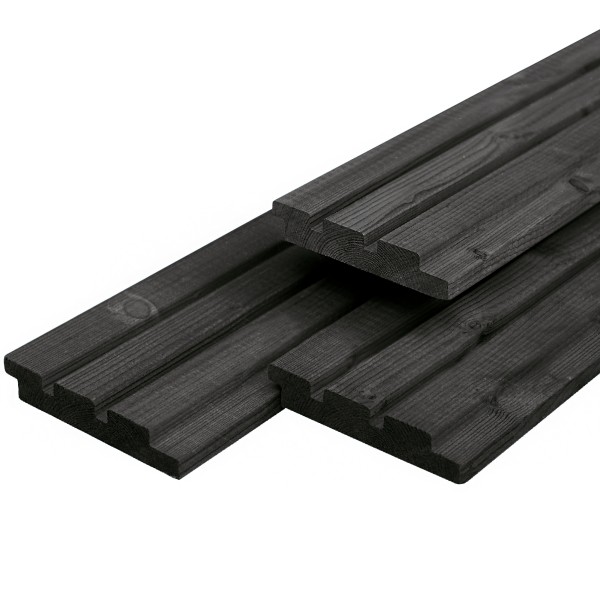 Douglas triple profiel 19x130x4000mm, gedroogd, zwart gespoten, geschaafd