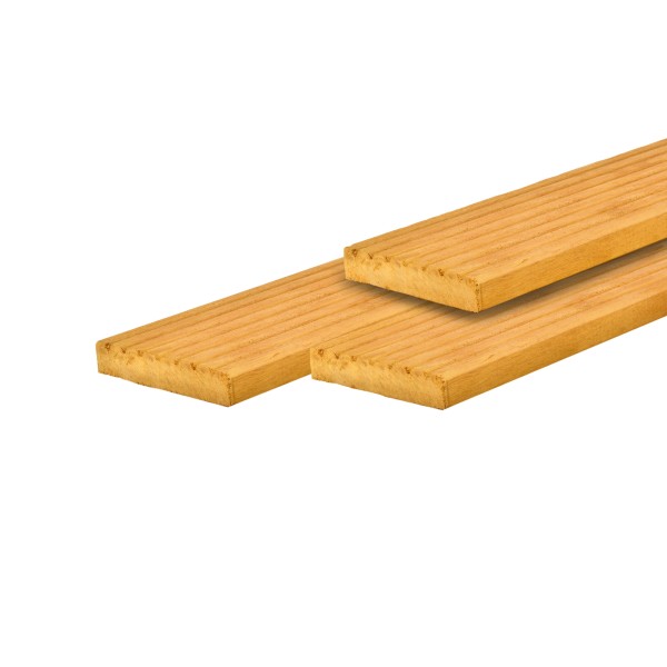 Bilinga hardhout vlonderplank 25x145x3950mm, geschaafd, 1 zijde 7 groeven